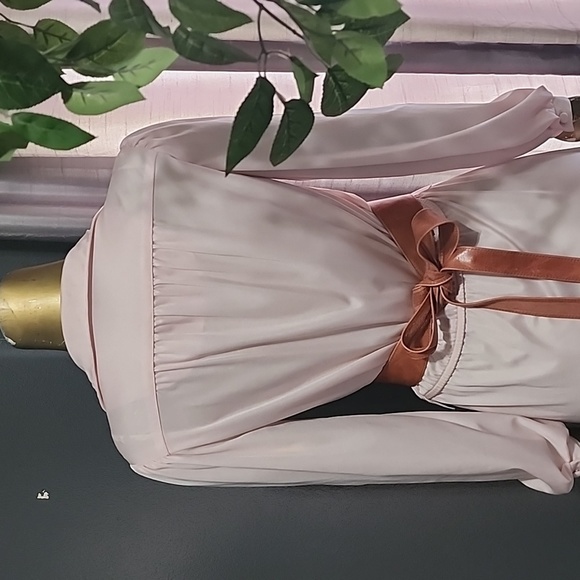 Vintage Pastel Pink Secretary Style Long Sleeve Midi Dress size S - Picture 8 of 9